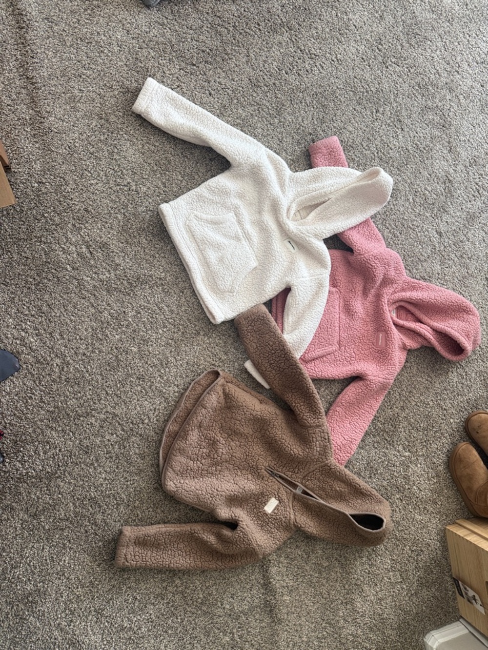 abercrombie kids White, Pink & Brown Sherpa Hoodies